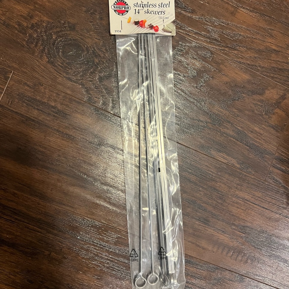 New Norpro Stainless Steel 14-Inch Barbeque Skewers, Set of 6 kabob bbq